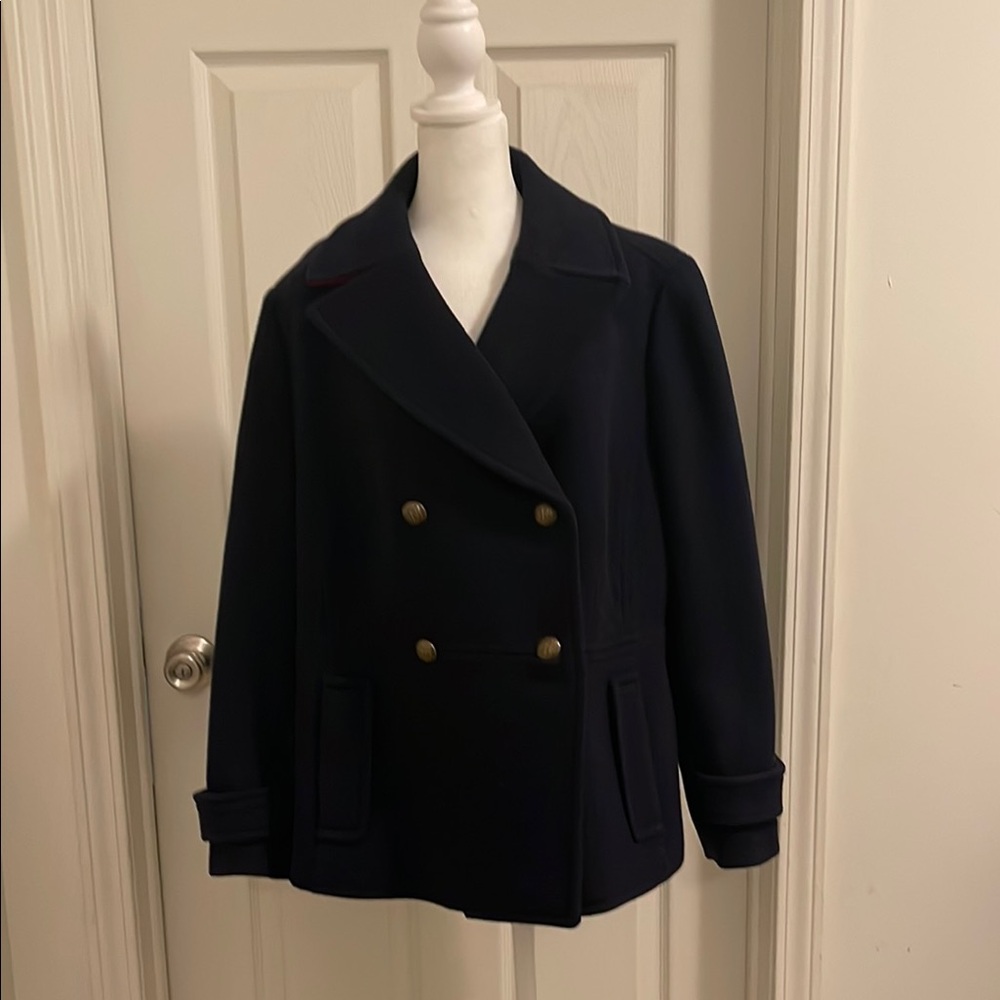 Talbots Navy Double-Breasted Peacoat